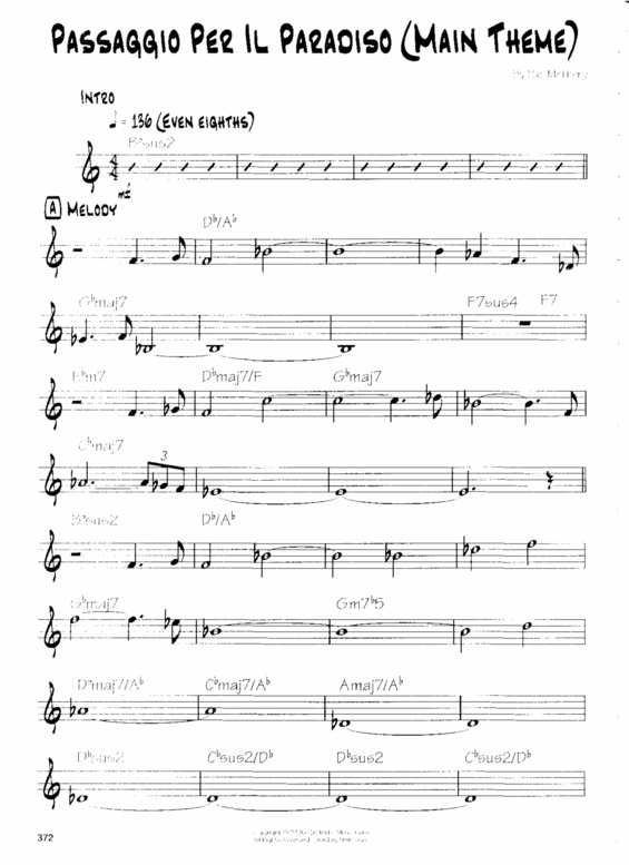 Partitura da música Passagio Per Il Paradiso