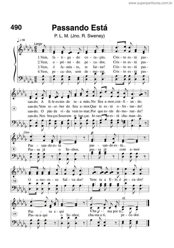 Partitura da música Passando Está