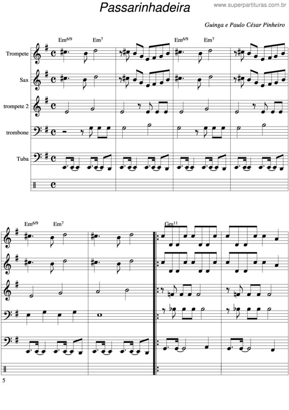 Partitura da música Passarinahdeira