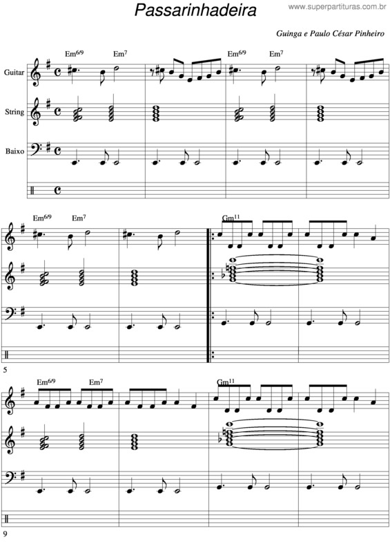 Partitura da música Passarinhadeira v.2