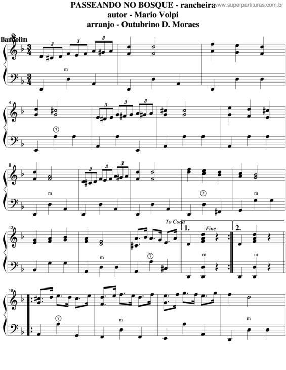 Partitura da música Passeando No Bosque