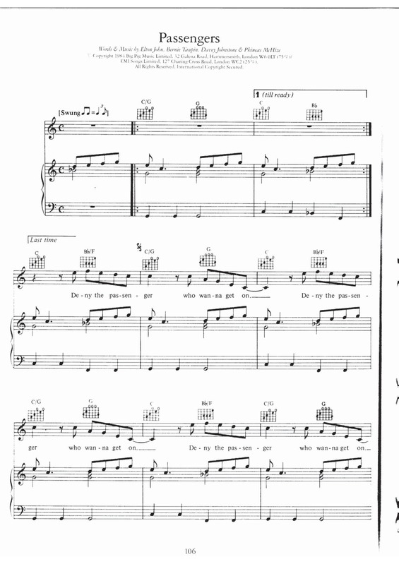 Partitura da música Passengers