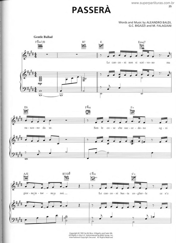 Partitura da música Passera