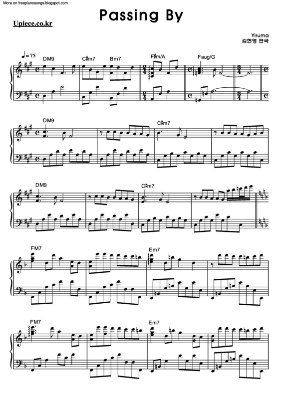 Partitura da música Passing By v.2