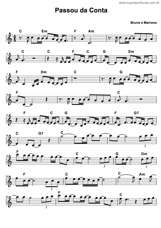 Partitura da música Passou Da Conta