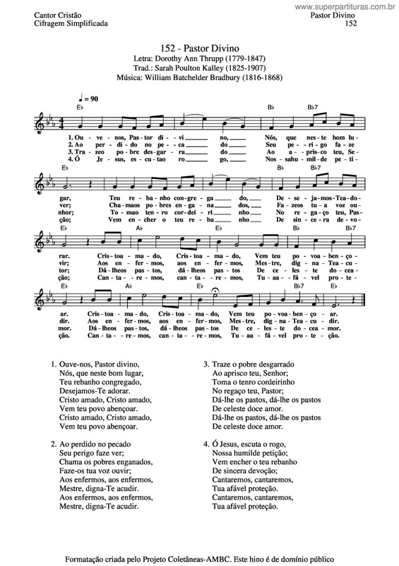 Partitura da música Pastor Divino v.2