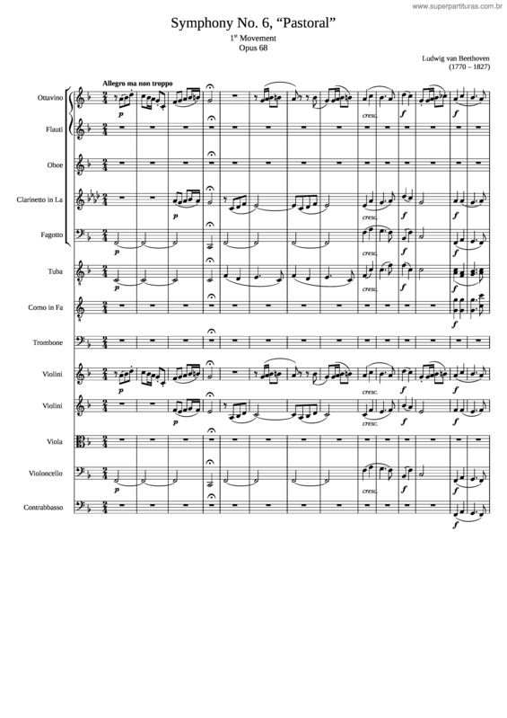 Partitura da música Pastorale – Beethoven