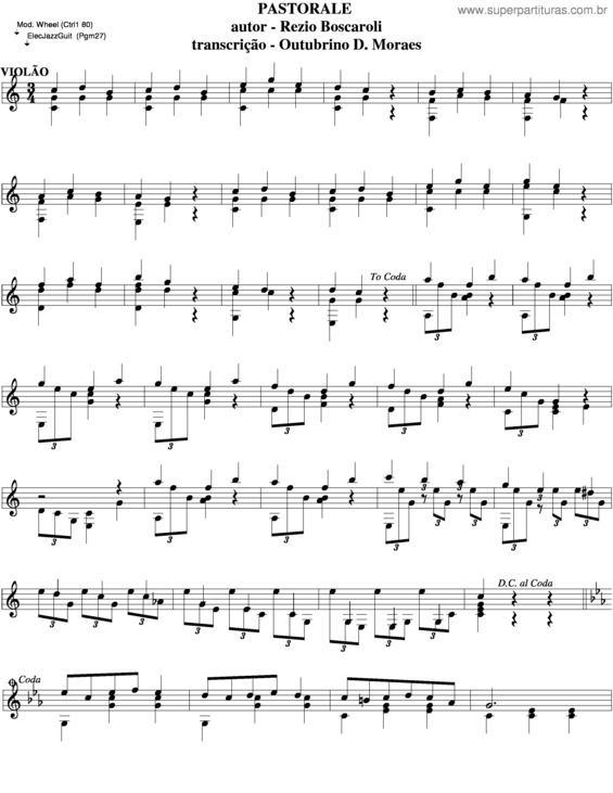 Partitura da música Pastorale