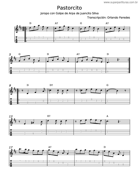 Partitura da música Pastorcito – Orlando Paredes