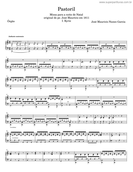 Partitura da música Pastoril