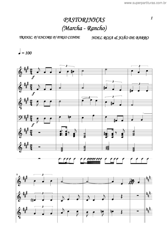 Partitura da música Pastorinhas v.2