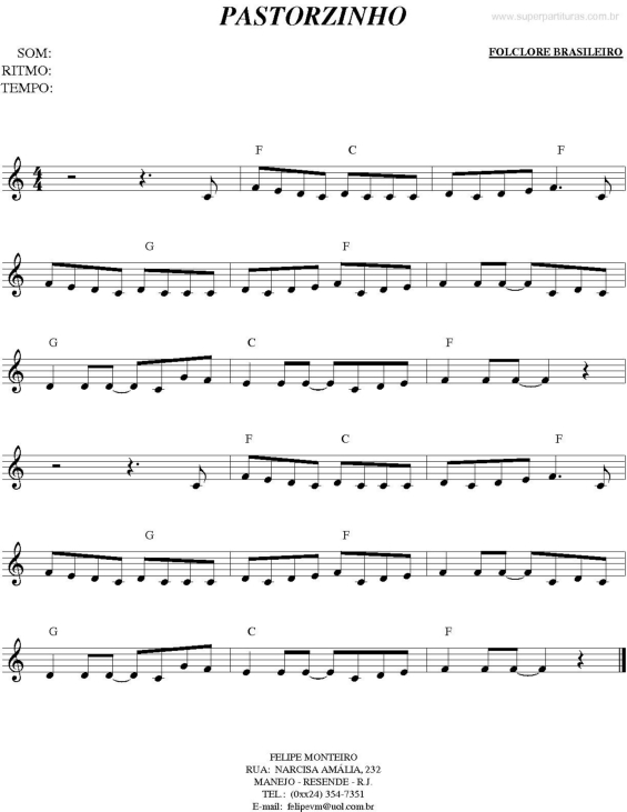 Partitura da música Pastorzinho