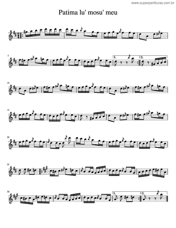 Partitura da música Patima Lu Mosu Meu Sax Alto