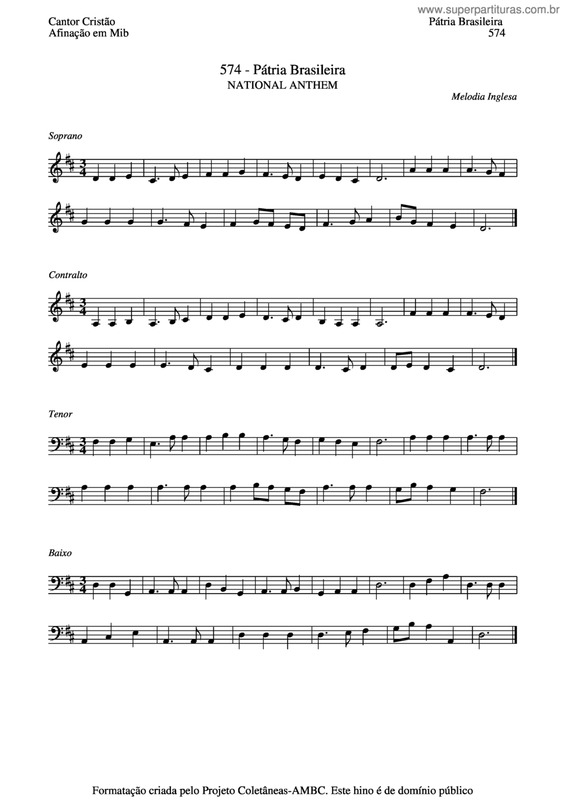 Partitura da música Pátria Brasileira v.4