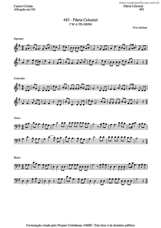 Partitura da música Pátria Celestial v.2