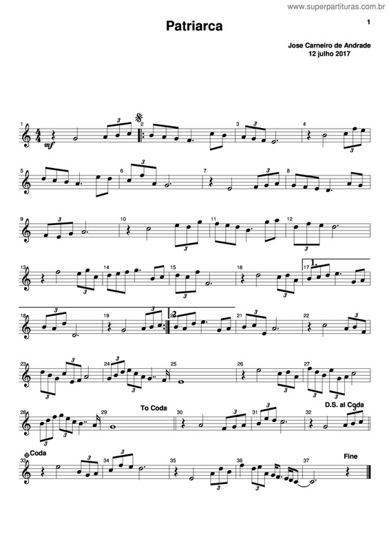 Partitura da música Patriarca