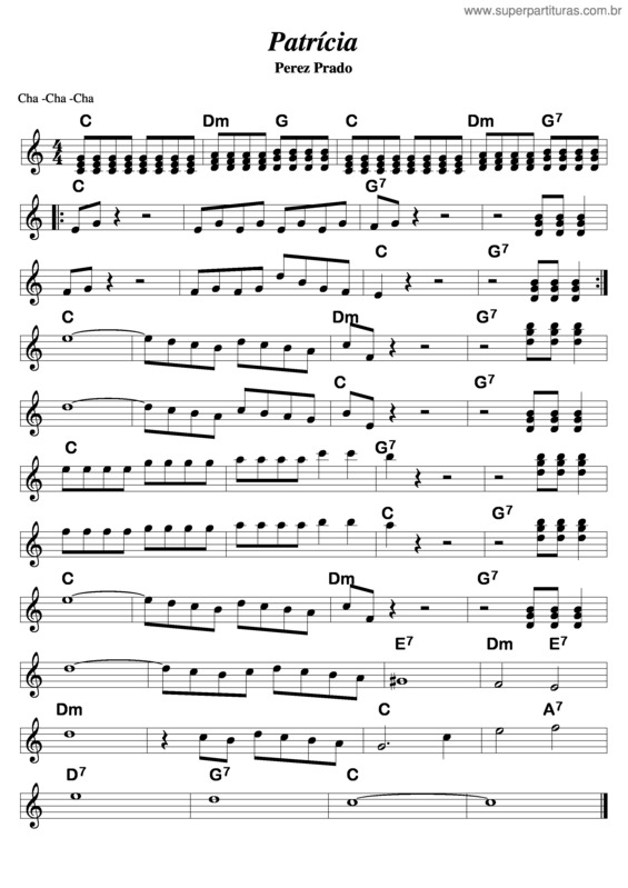 Partitura da música Patrícia v.2