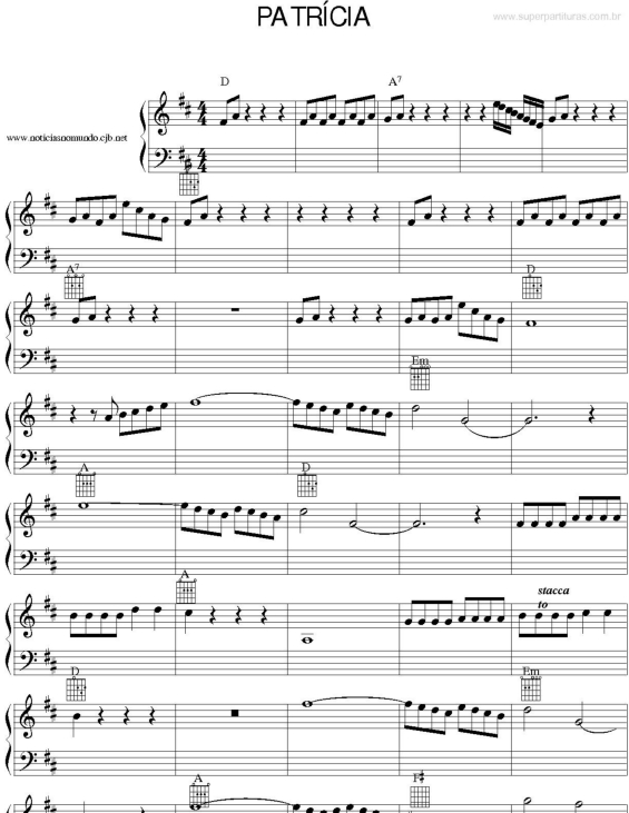 Partitura da música Patrícia