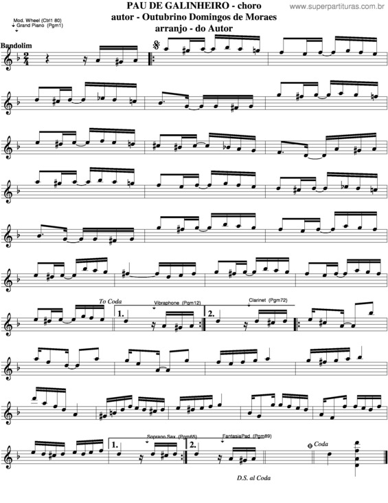Partitura da música Pau De Galinheiro v.2
