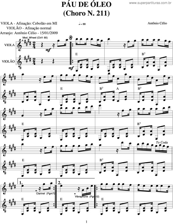 Partitura da música Pau De Oleo