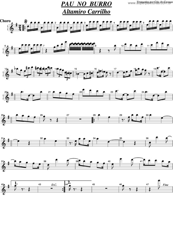 Partitura da música Pau No Burro