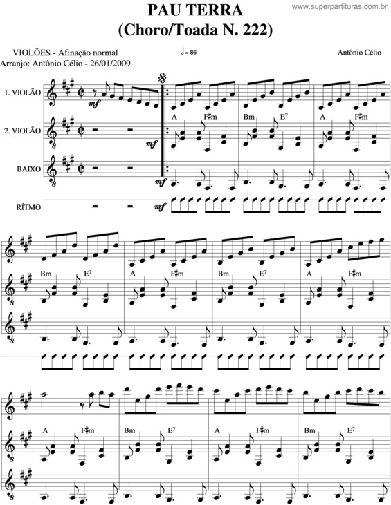 Partitura da música Pau Terra