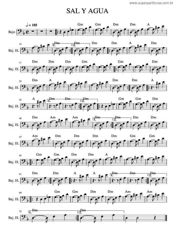 Partitura da música Paula – Agua Y Sal – Protagonistas De La Música Sal Y Agua