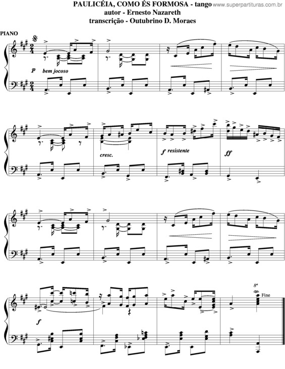 Partitura da música Paulicéia, Como És Formosa v.2