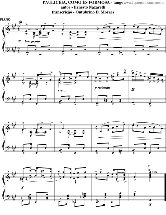 Partitura da música Paulicéia, Como És Formosa v.2