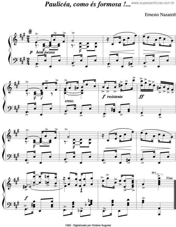 Partitura da música Paulicéia, Como És Formosa