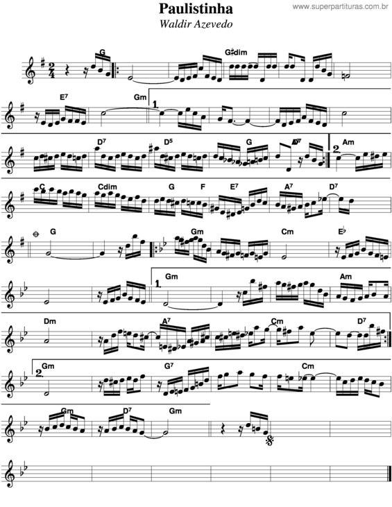 Partitura da música Paulistinha v.2