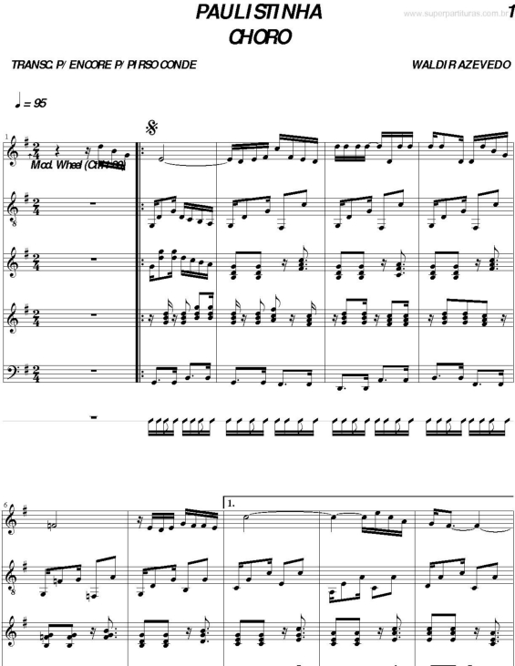 Partitura da música Paulistinha