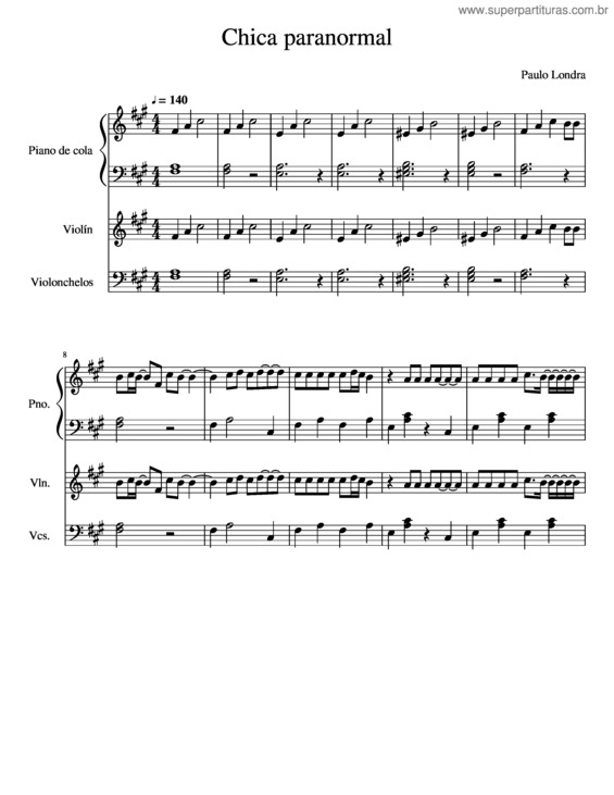 Partitura da música Paulo Londra Chica Paranormal
