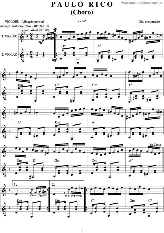 Partitura da música Paulo Rico v.3