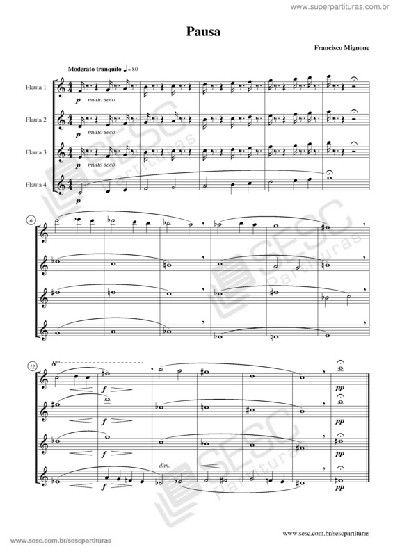 Partitura da música Pausa