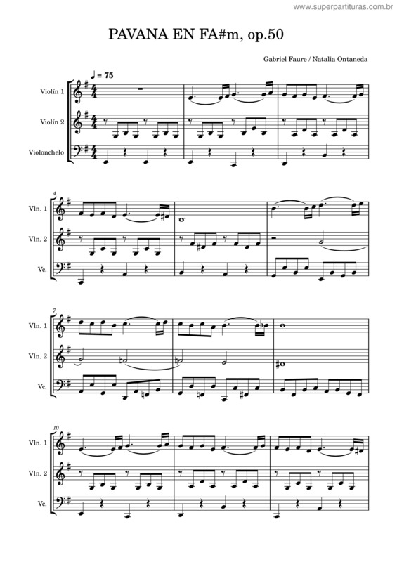 Partitura da música Pavane, Op.50 – Gabriel Fauré