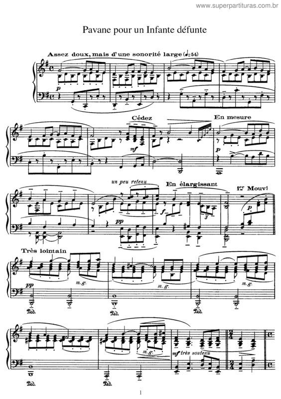 Partitura da música Pavane pour une Infante défunte