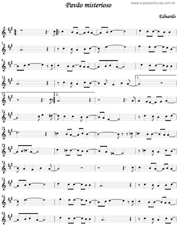 Partitura da música Pavão Misterioso