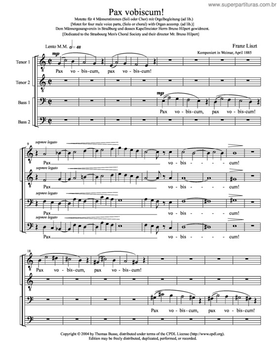 Partitura da música Pax vobiscum!