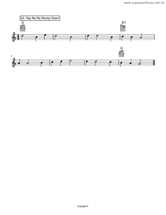 Partitura da música Pay Me My Money Down v.2