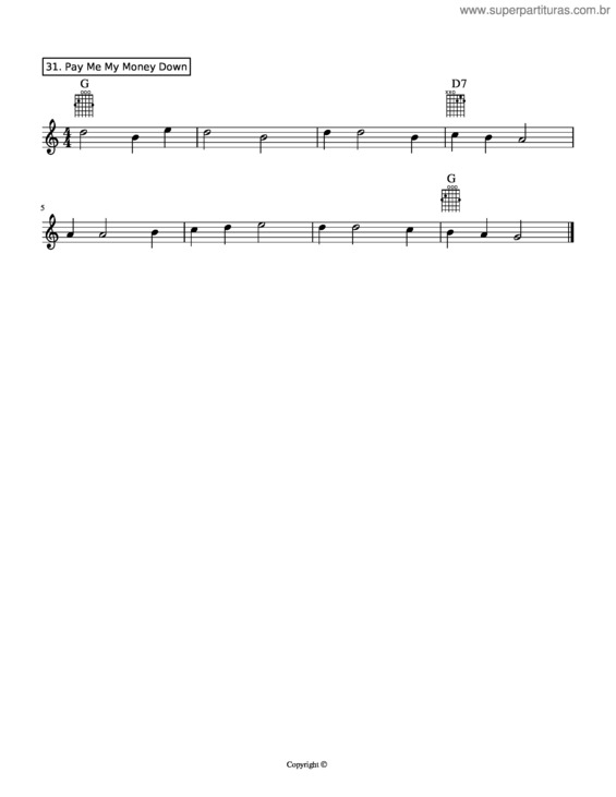 Partitura da música Pay Me My Money Down v.3