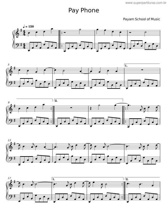 Partitura da música Pay Phone