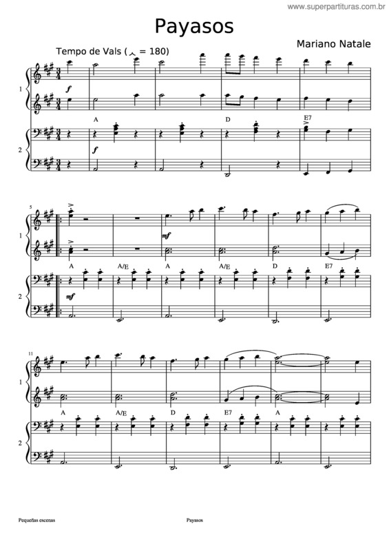 Partitura da música Payasos