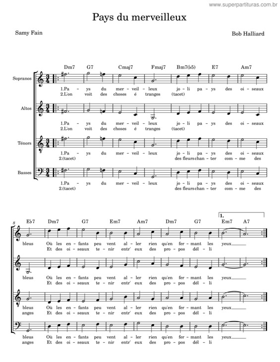 Partitura da música Pays Du Merveilleux
