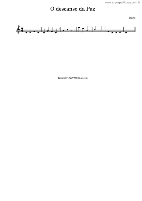 Partitura da música Paz – Tamires Freitas