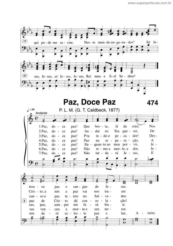 Partitura da música Paz, Doce Paz