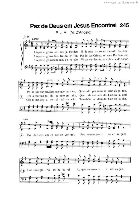 Partitura da música Paz De Deus Em Jesus Encontrei