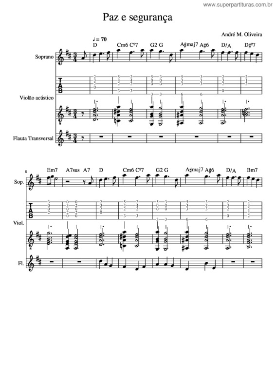 Partitura da música Paz E Segurança