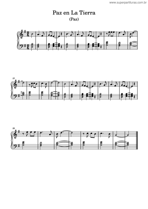 Partitura da música Paz En La Tierra – Misc Praise Songs Paz En La Tierra v.2