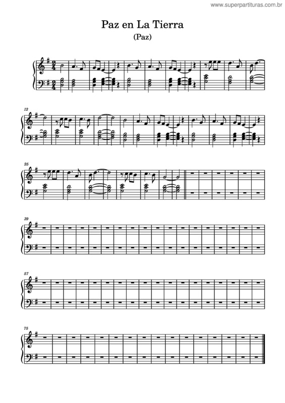 Partitura da música Paz En La Tierra – Misc Praise Songs Paz En La Tierra